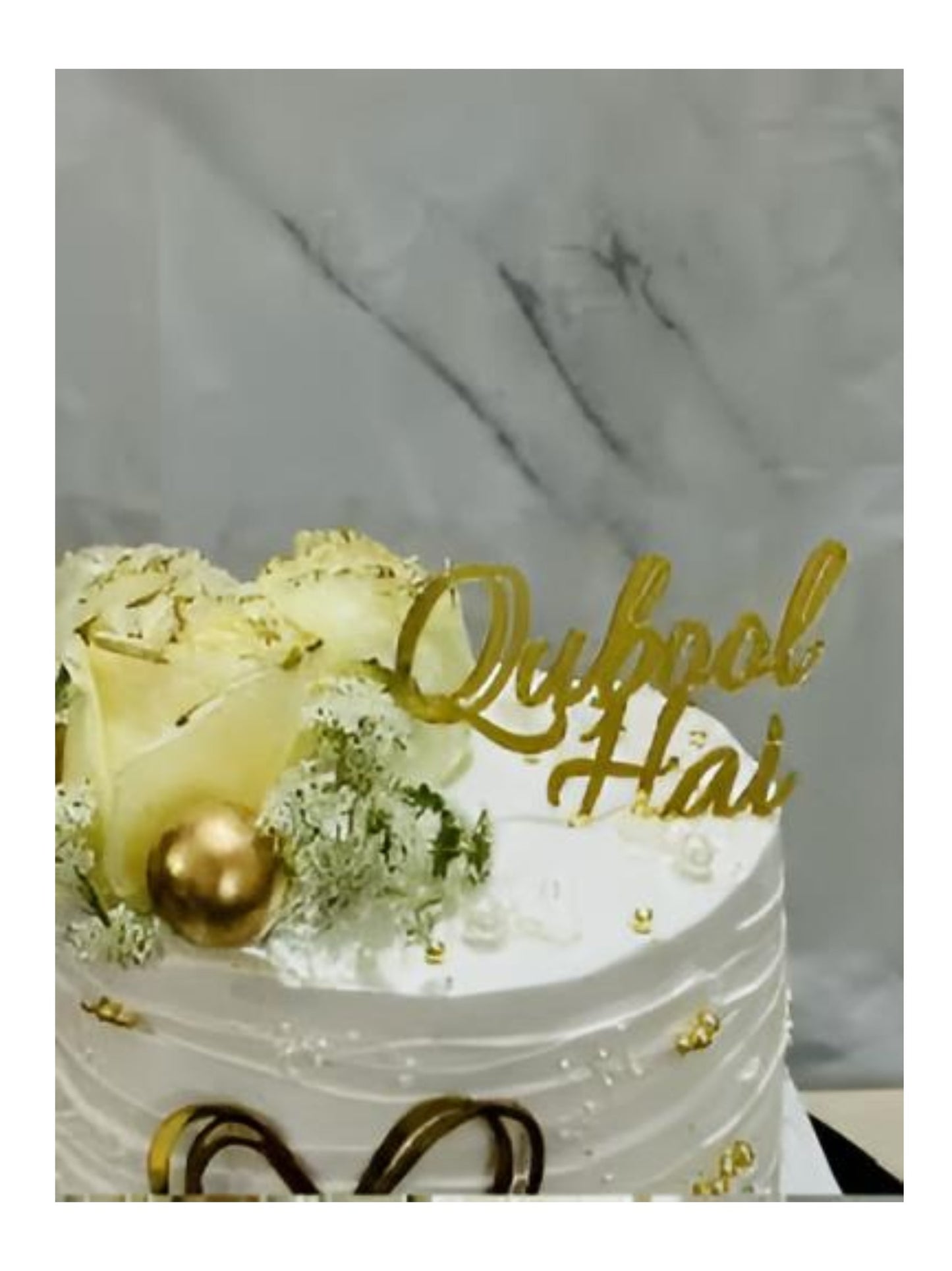 Gold Acrylic "Qubool Hai" Nikkah Cake Topper-Pack of 5