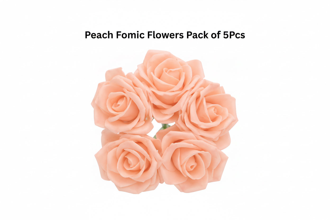 Peach Fomic Flowers Pack of 5pcs