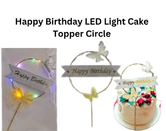 Happy Birthday LED Light Circle Cake Topper