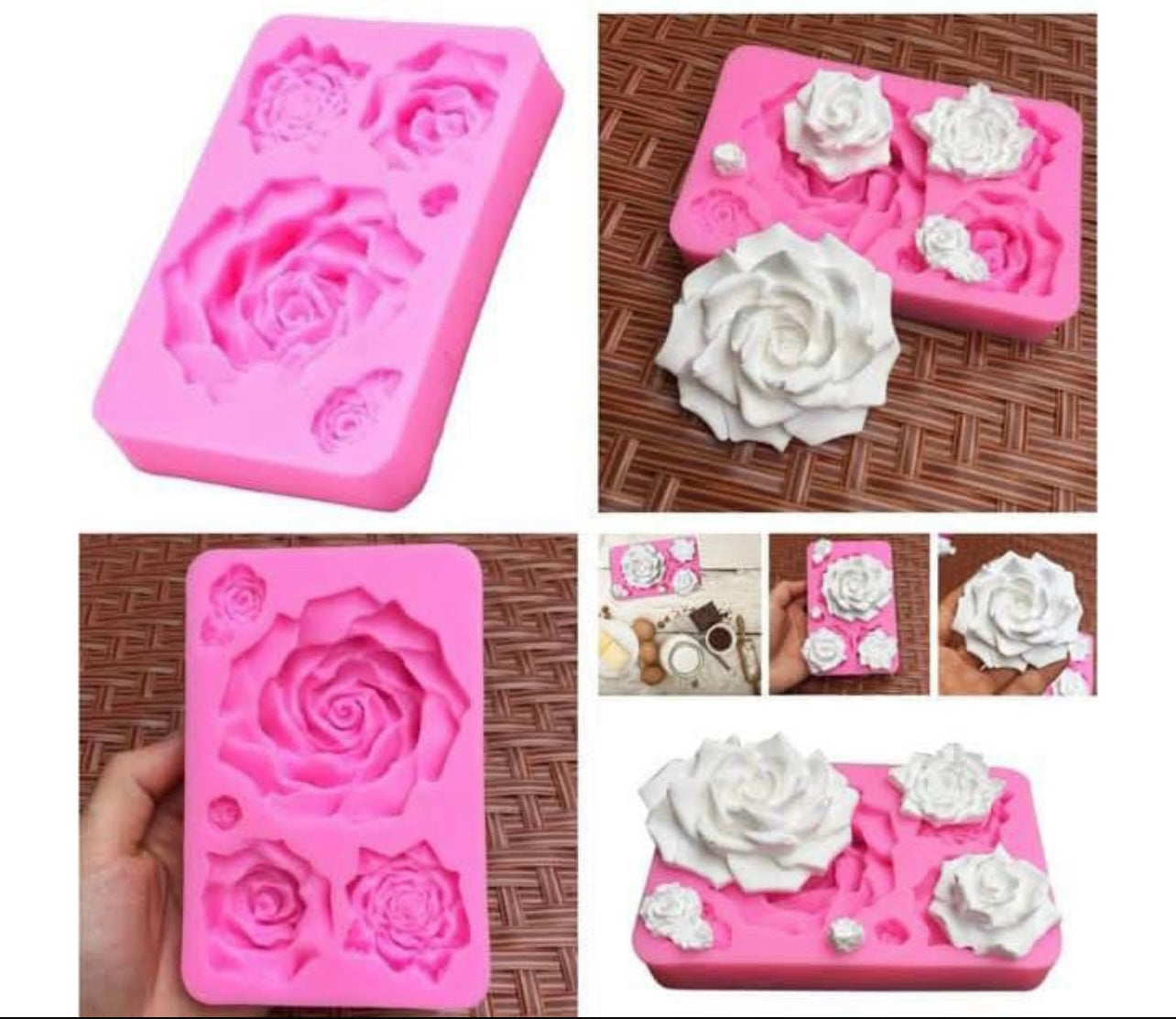 Big Multi Rose Silicone Fondant Mold