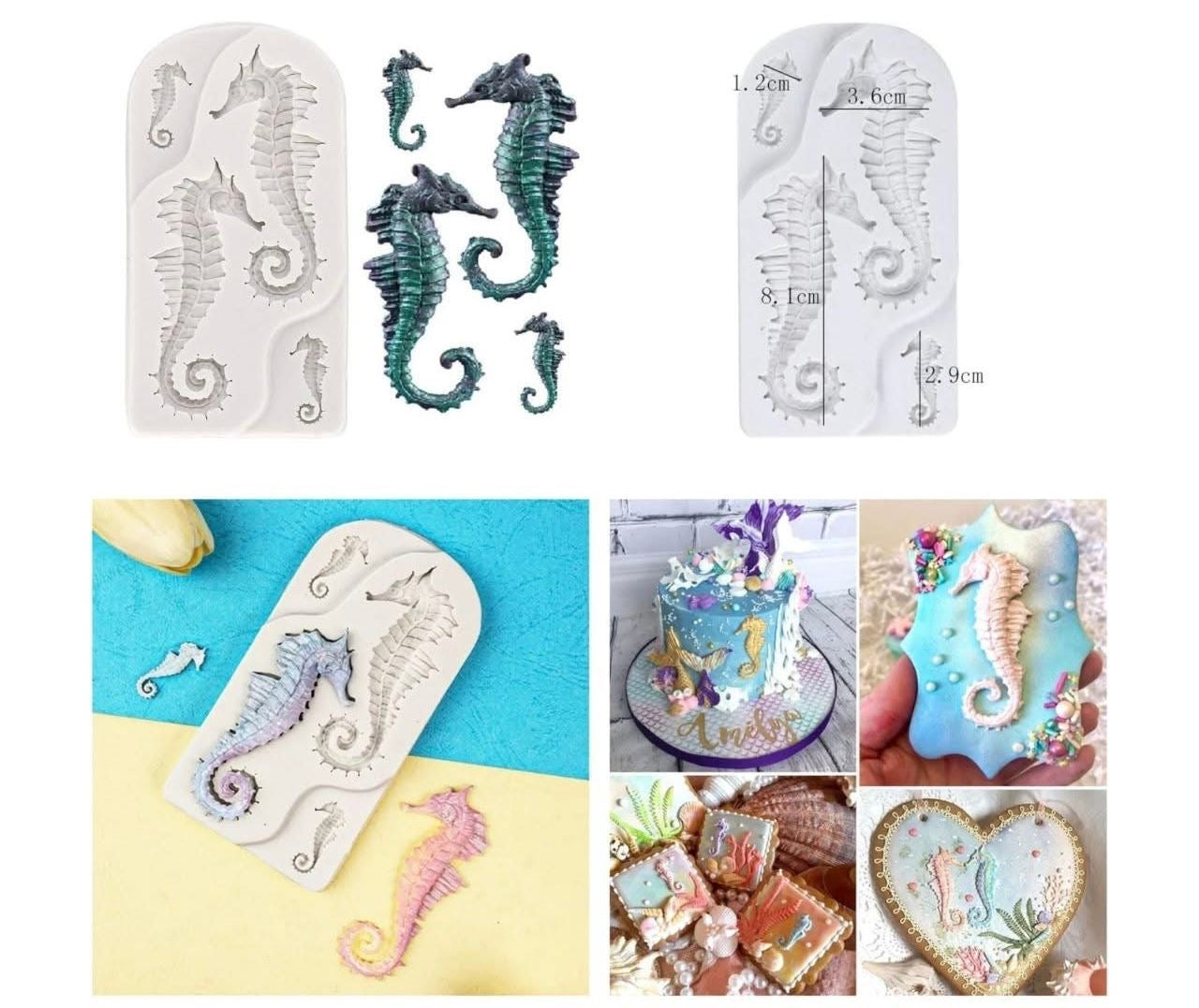 4 Cavity Seahorse Silicone Mold