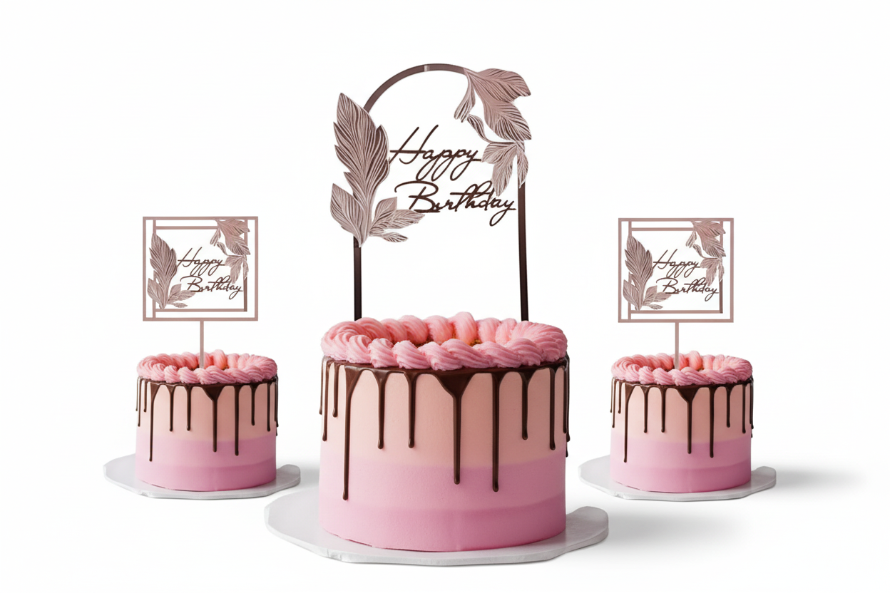 Happy Birthday Acrylic Leaf Topper