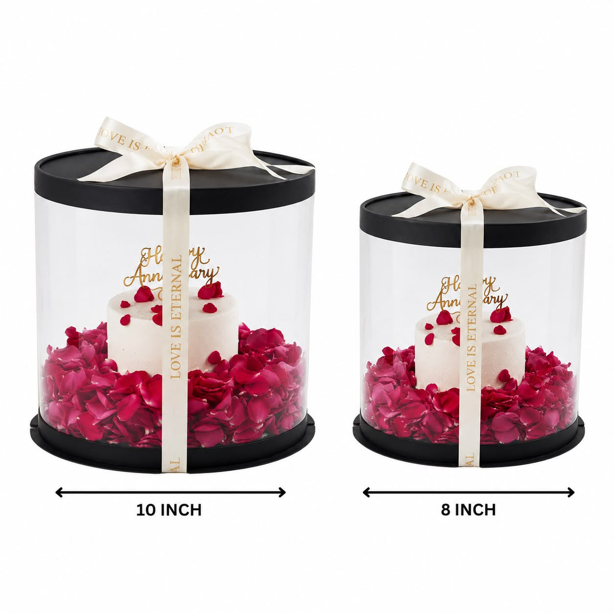 2-Piece Round PVC Cake Box Set – 8 Inch & 10 Inch