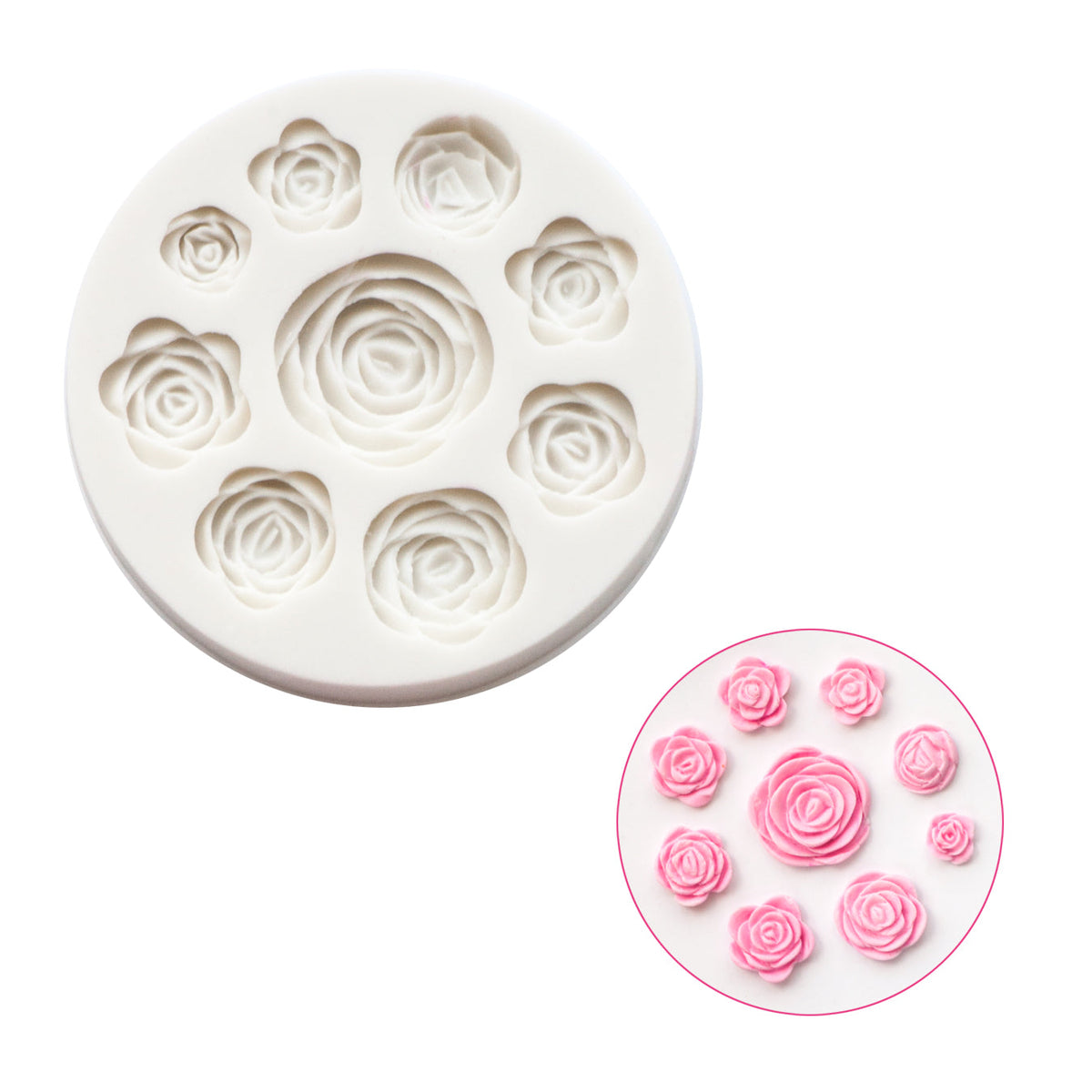 9 Cavity Silicone Rose Fondant & Resin Art Mold