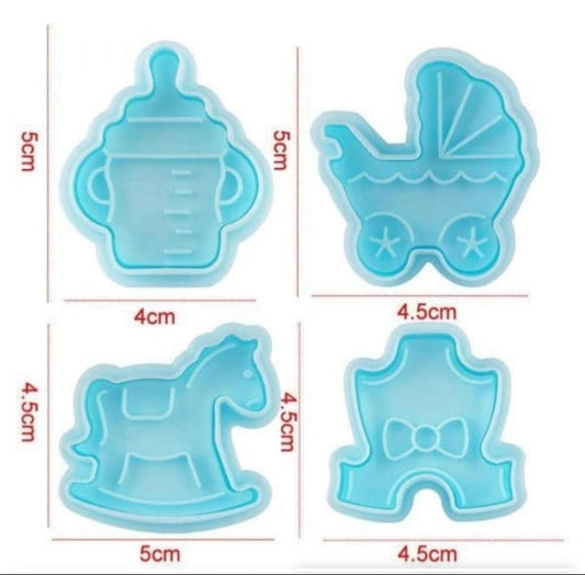 4pcs Baby Shower Theme Plunger Cutter