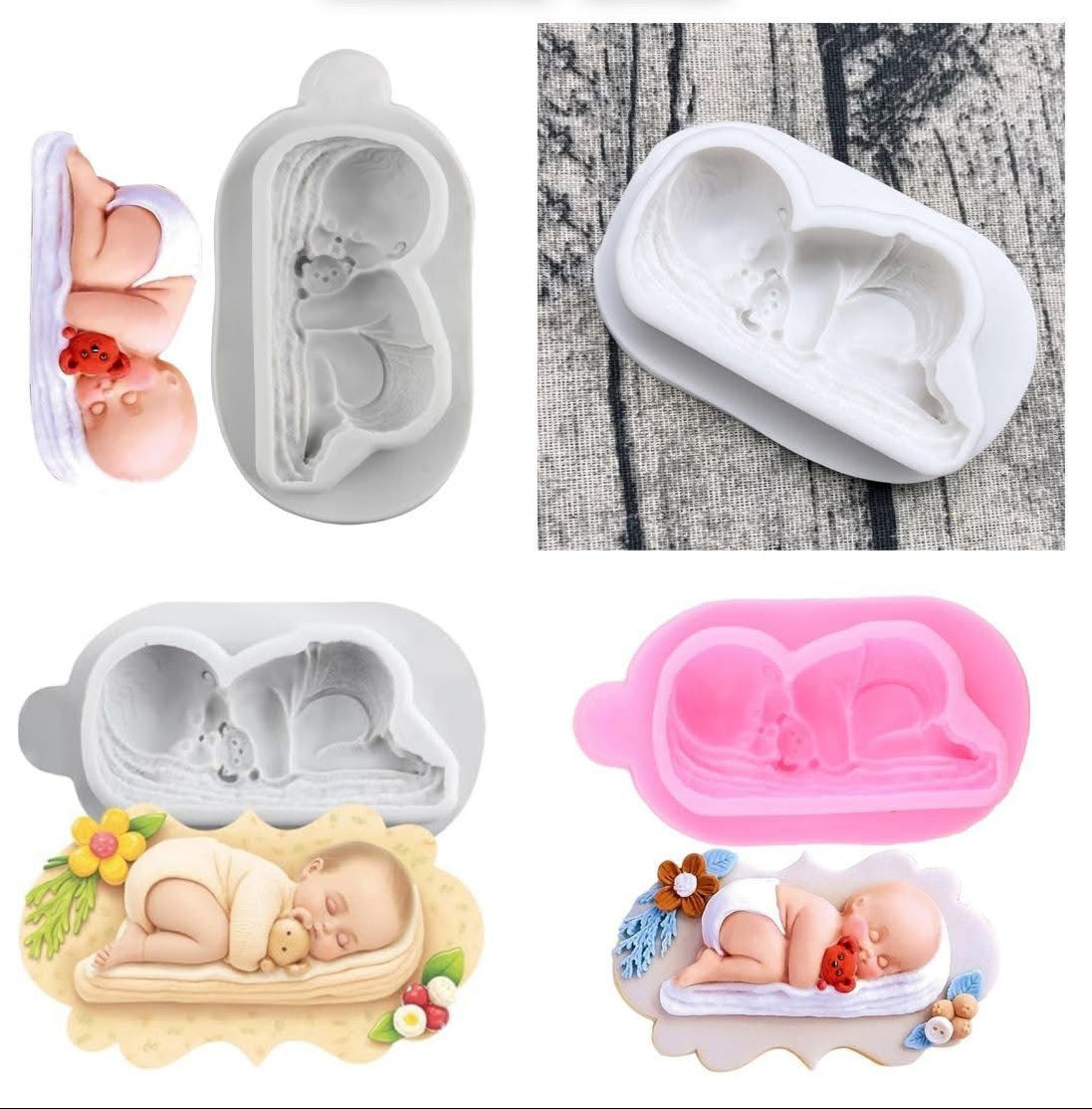 Side Laying Baby Silicone Fondant Mold