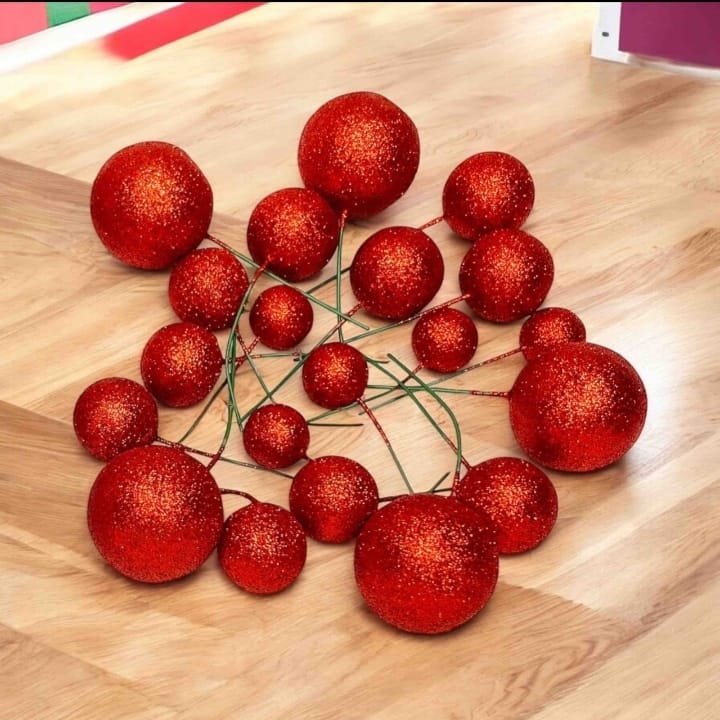 Red Glitter Faux Balls ( Pack of 20)