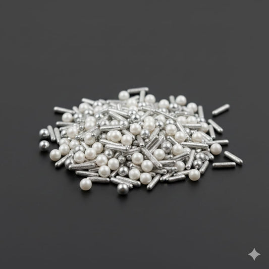 Silver & White Mix Metallic Sprinkles