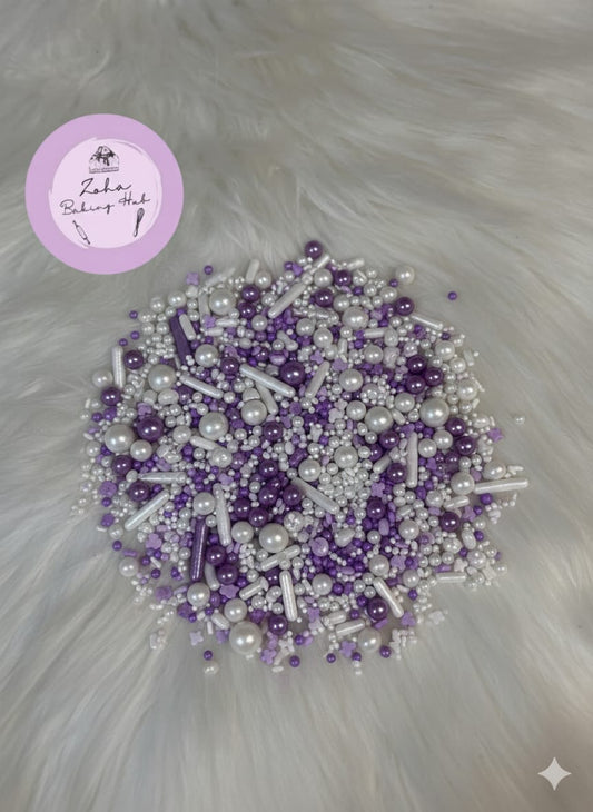 Purple & White Mix size Pearls