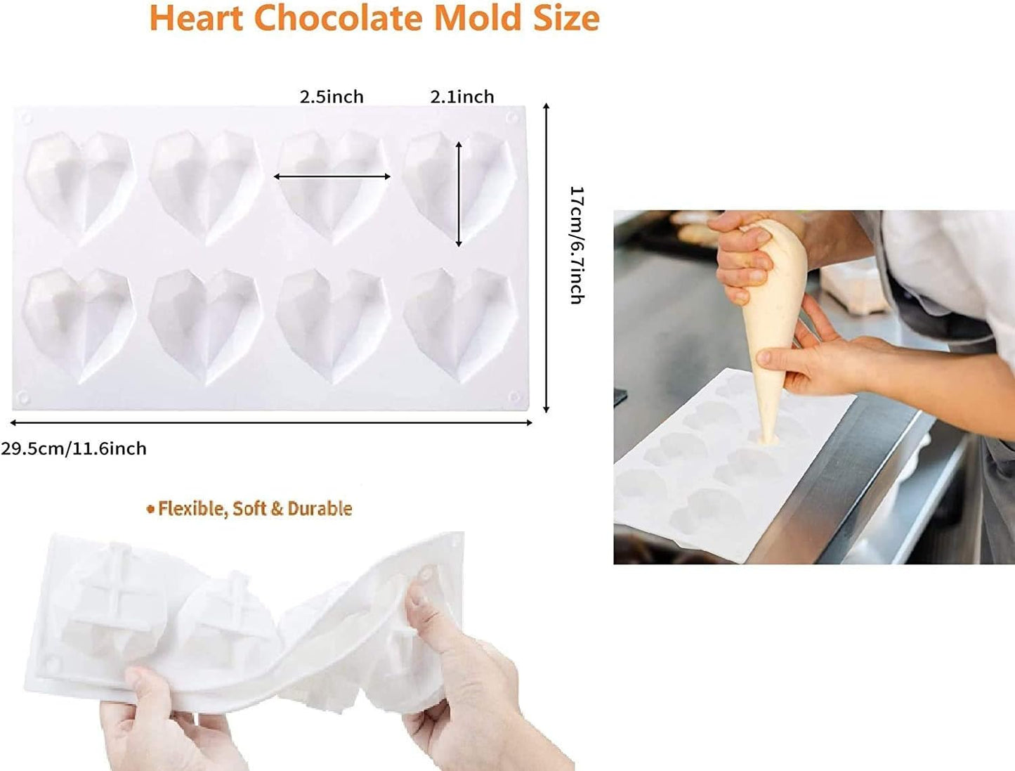 8 Cavity Heart Pinata Silicone Mold