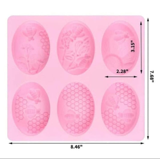 6 Cavity Honey Bee Soap Silicone Mold