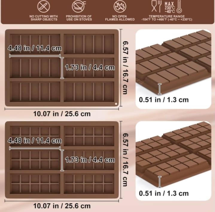 Rectangular 6 Cavities Kunafa Chocolate Mold