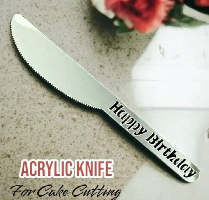 Acrylic Knife For Cake Cutting (Happy Birthday Embossed)