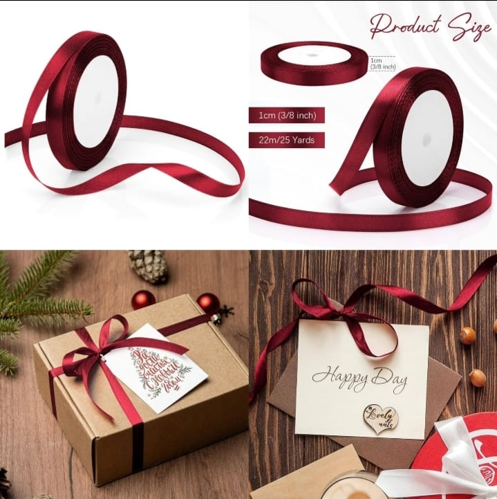 Maroon Ribbon 1cm (22m long)