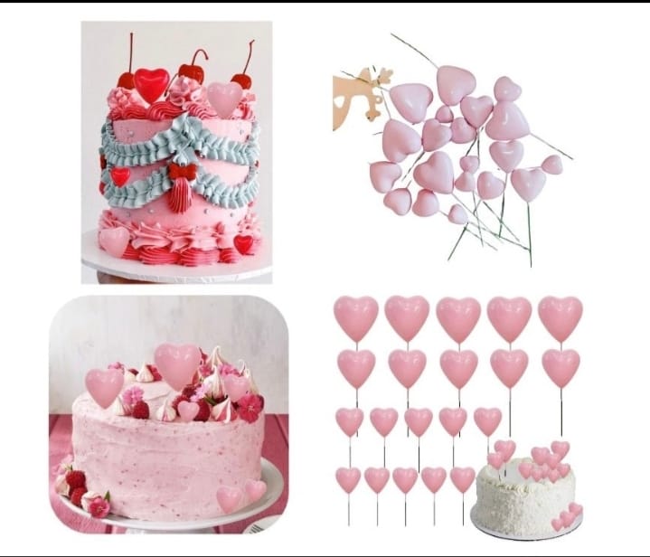 Pink Faux Heart Topper (Pack of 20)