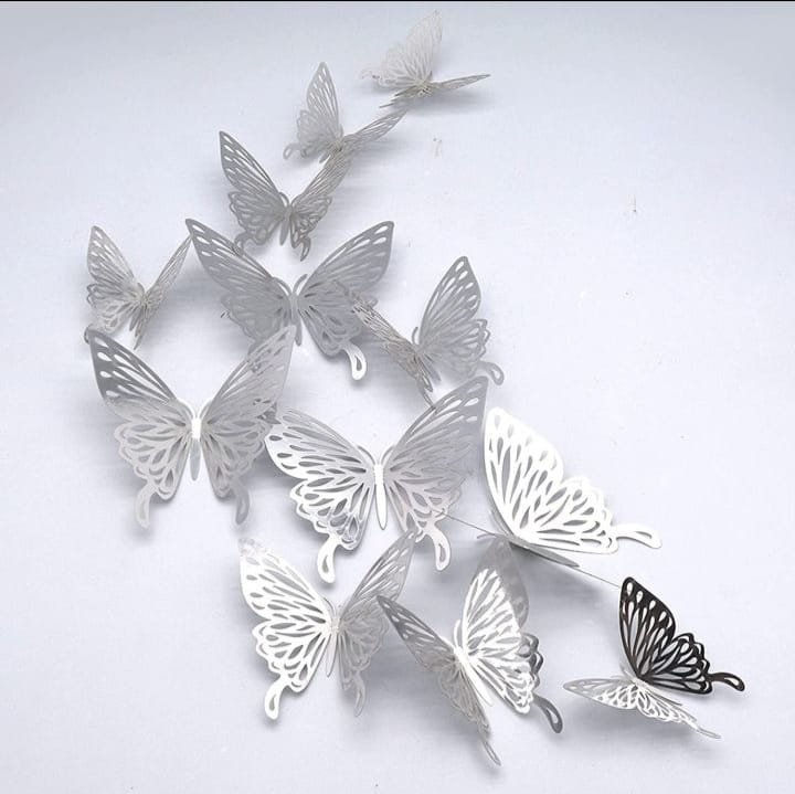 3D White Butterfly (12pcs)