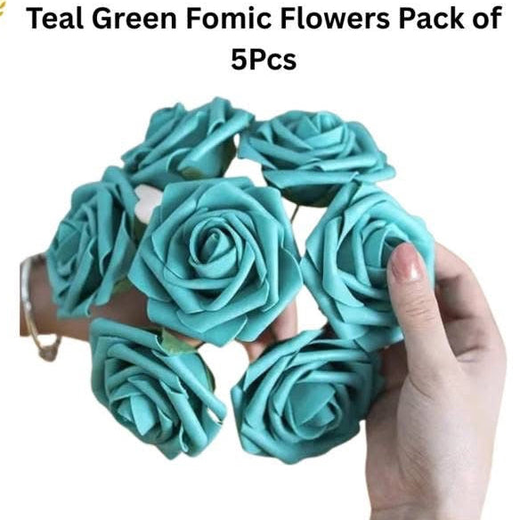 Teal Green Fomic Flowers Pack of 5 Pcs