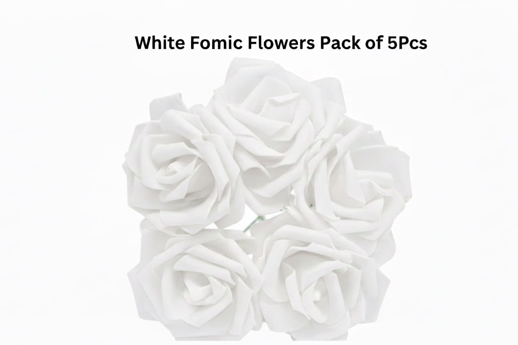 White Fomic Flowers Pack of 5 PCs