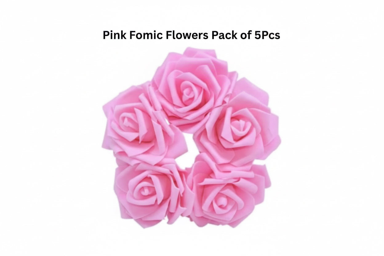 Pink Fomic Flowers Pack of 5 Pcs
