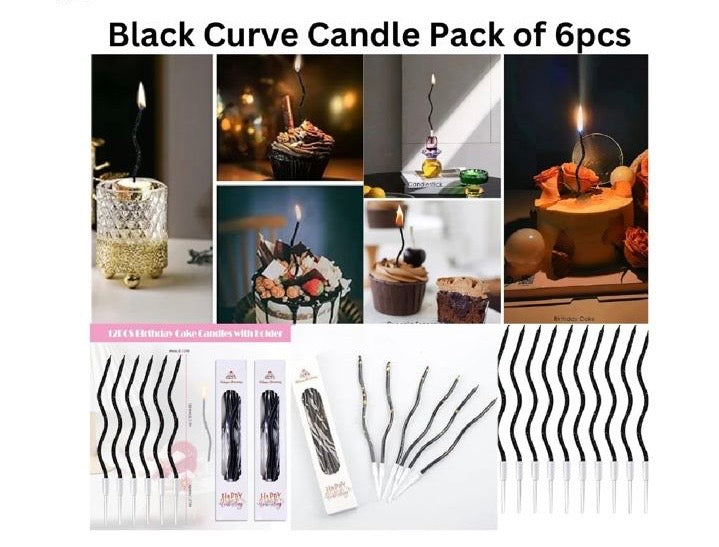 Black Curve Candle- Pack of 6Pcs