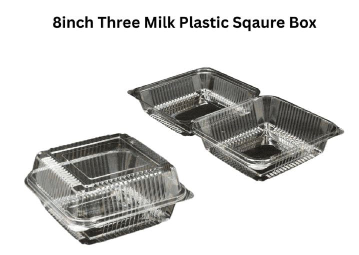 8 Inch Three Milk Cake Plastic Square Box