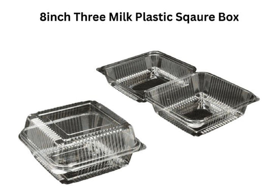 8 Inch Three Milk Cake Plastic Square Box