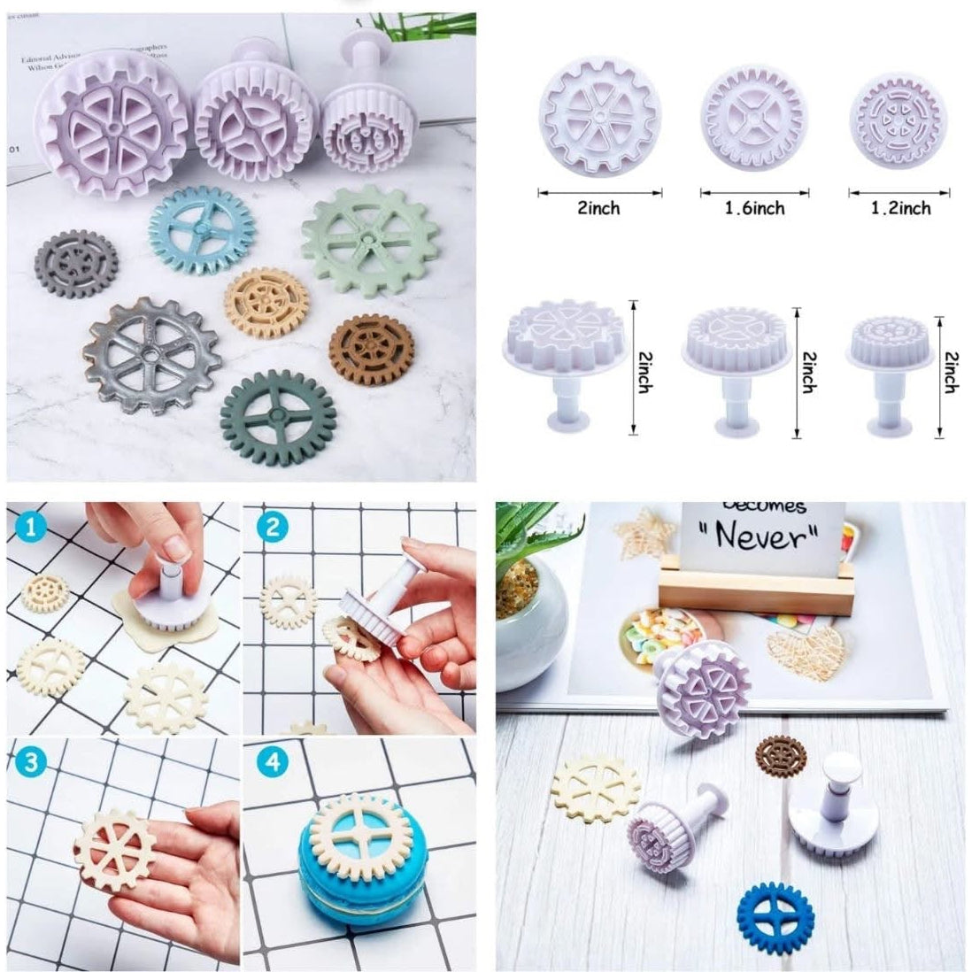 3 Pcs Gear Wheel Plastic Plunger Cutter