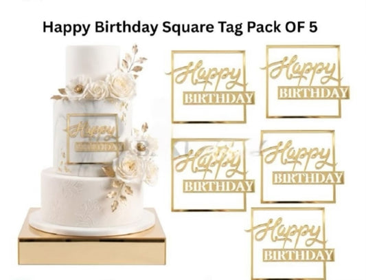 Happy Birthday Square Tag - Pack of 5