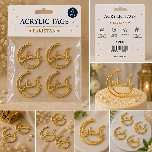 14 August Acrylic Cake Tags Pack of 5pcs For Cake Decoration