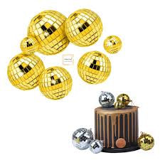 Golden Disco Ball Cake Topper Pack of 12Pcs