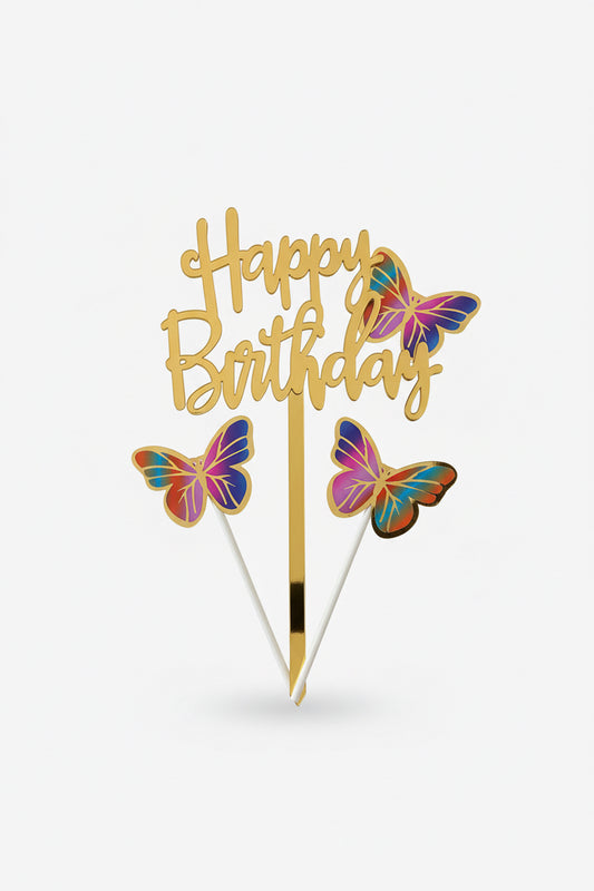 Happy Birthday Cake topper With Multi Butterfly