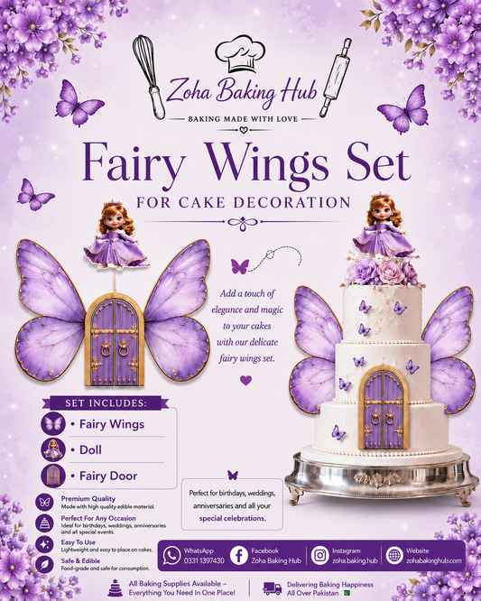 Butterfly Wings With Fairy Doll & Fairy Door Cake Topper Set