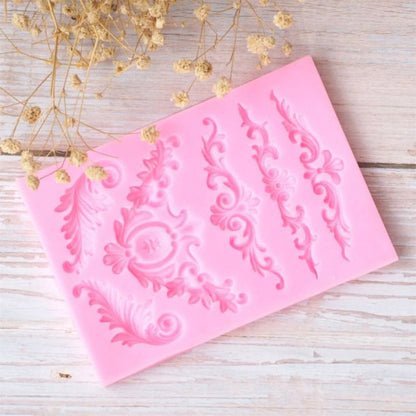 Vintage Lace Dholki Cake Silicone Fondant Mold