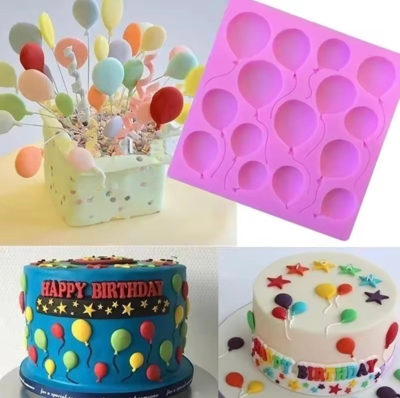 Birthday Balloons Silicone Fondant Mold