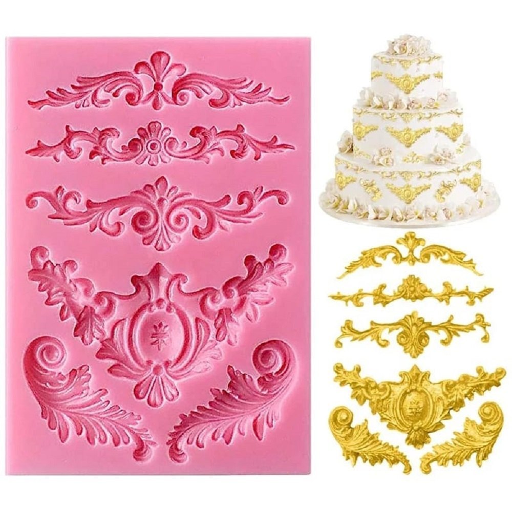 Vintage Lace Dholki Cake Silicone Fondant Mold
