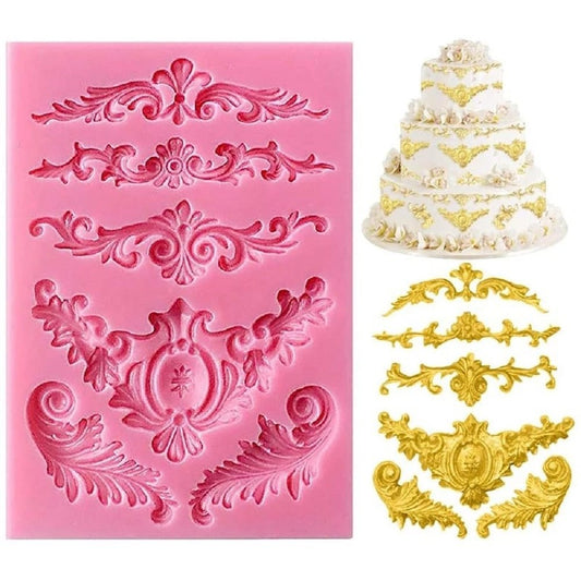 Vintage Lace Dholki Cake Silicone Fondant Mold