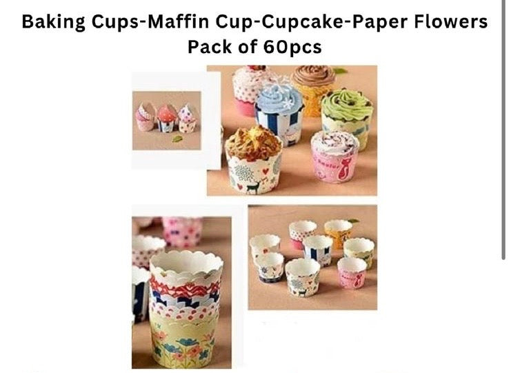 Baking Cups-Muffin Cup-Cake-Paper Flowers (Pack of 60Pcs)