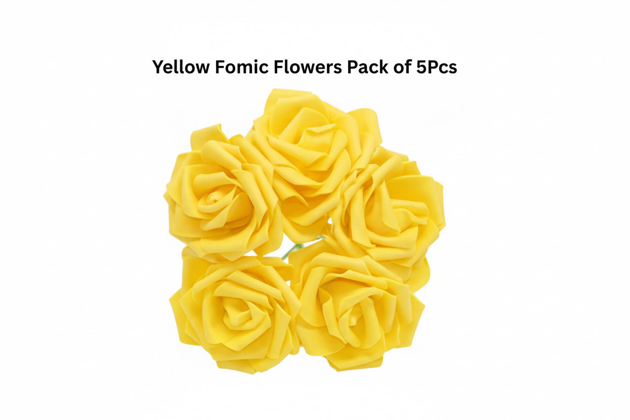 Yellow Fomic Flowers Pack of 5Pcs