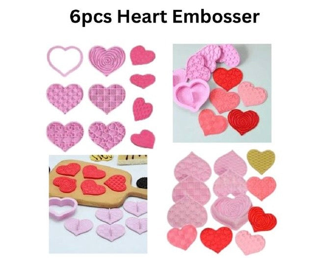 6Pcs Heart Embosser
