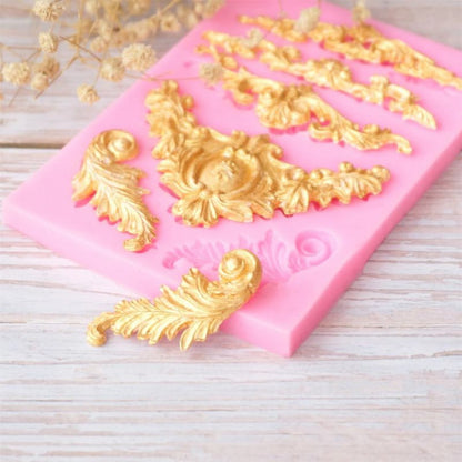 Vintage Lace Dholki Cake Silicone Fondant Mold