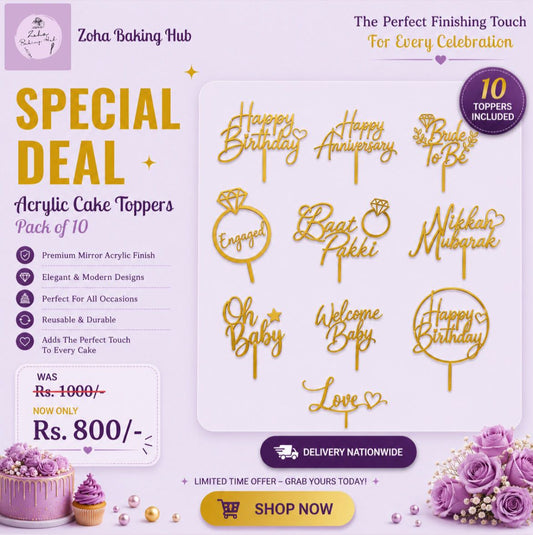 Acrylic Cake Topper Pack of 10