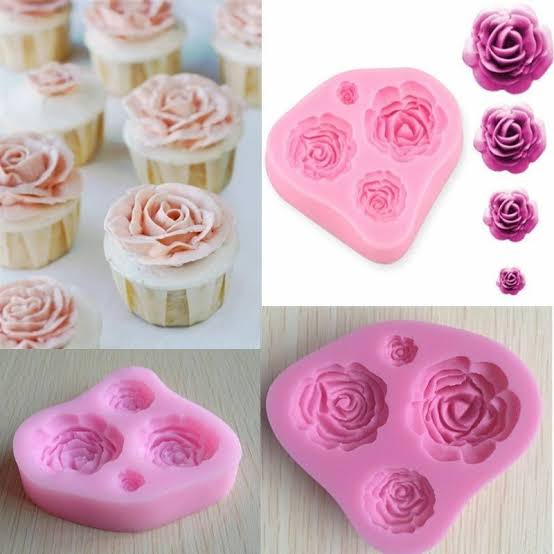 4 Cavity Rose Silicone Fondant Mold