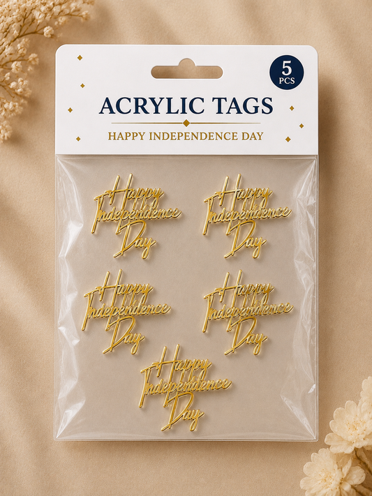 14 August Acrylic Tags Pack of 5pcs For Cake Decoration
