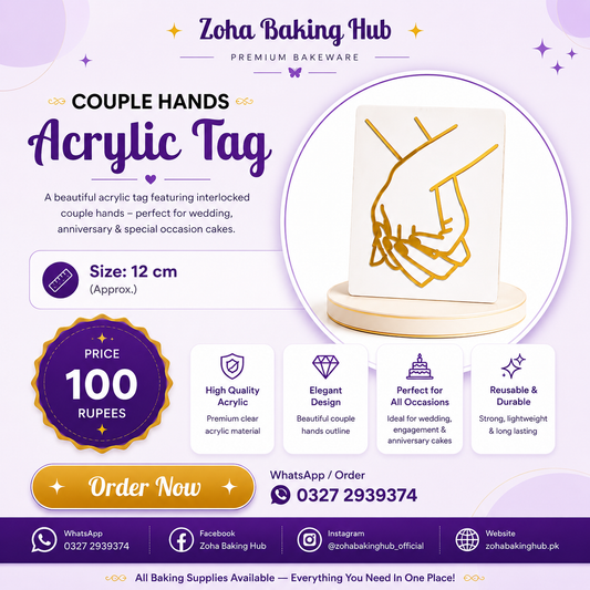 Couple Hands Acrylic Tag For Cake Decoration
