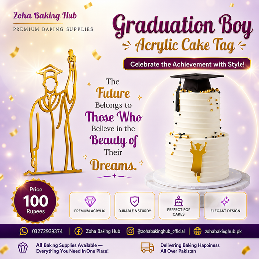 Graduation Boy Acrylic Cake Tag For Cake Decoration