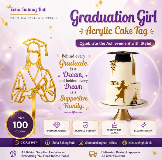Graduation Girl Acrylic Cake Tag For Cake Decoration
