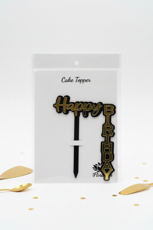 Happy Birthday Wood & Acrylic Cake Topper