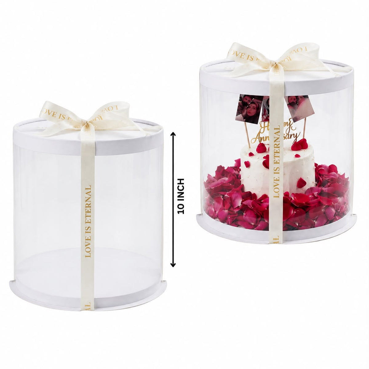 10 inch Round Pvc Cake Box in Black & White Colour