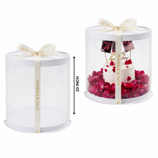 10 inch Round Pvc Cake Box in Black & White Colour
