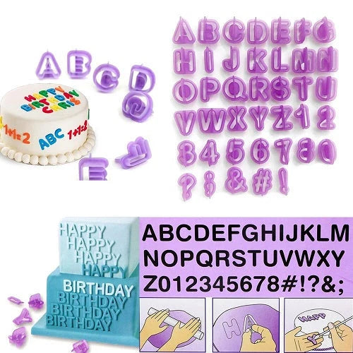Alphabets, Numbers And Symbols Fondant Cutters 40Pcs Set Plastic